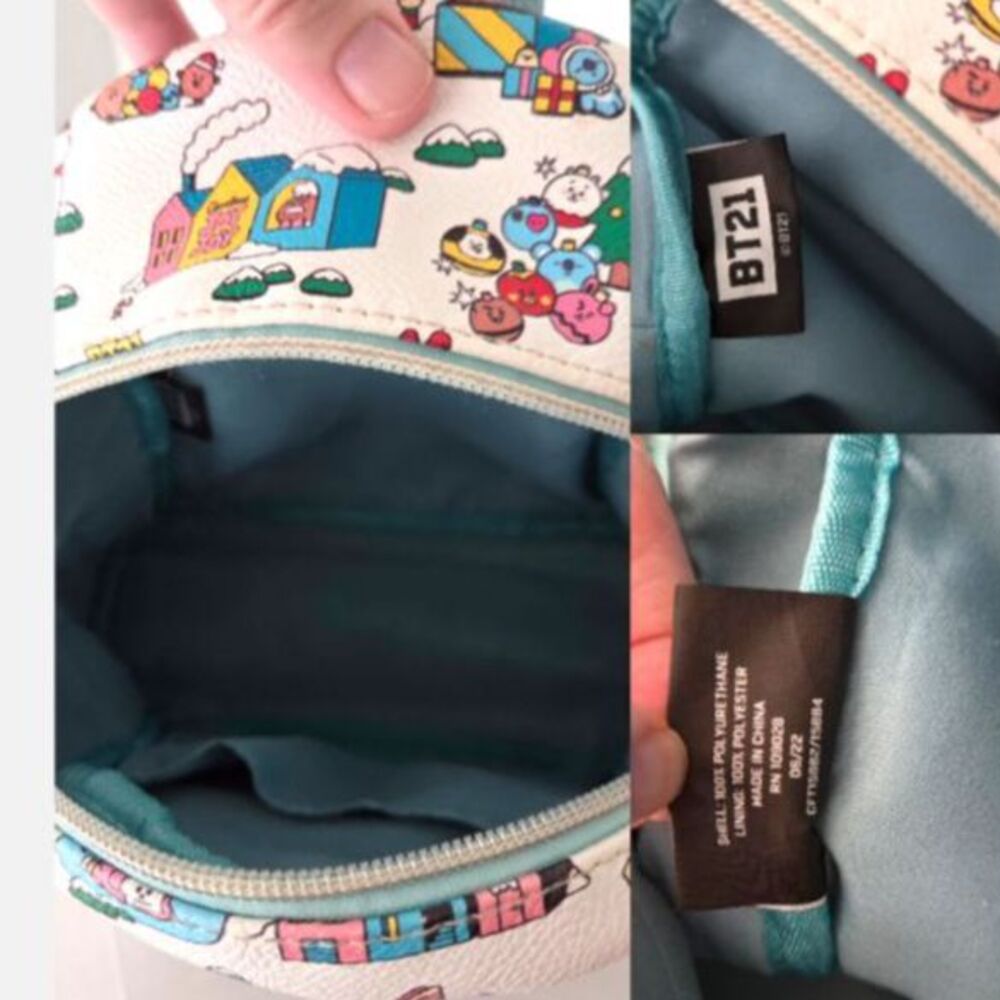 BT21 Retired Holiday Town Mini Backpack White Faux Leather BTS K-Pop - Picture 8 of 8